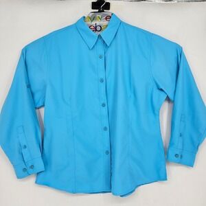 GameGuard Shirt Womens XL Western Button Down Vented Fishing Outdoors Blue